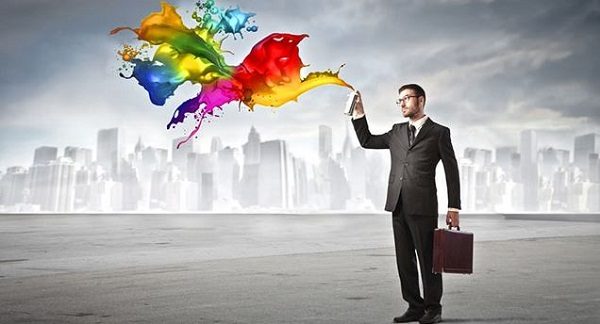 rainbow business man