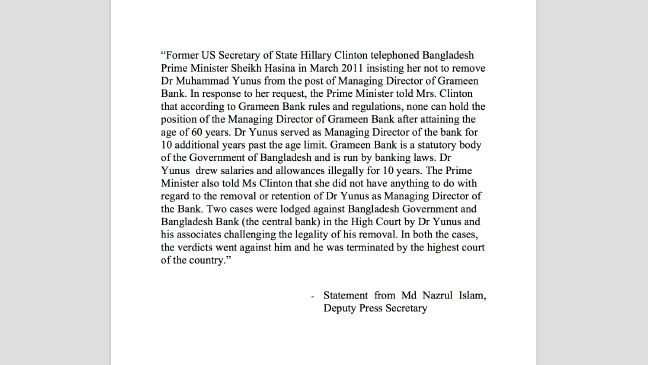 Clinton foundation Bangladesh Prime Minister
