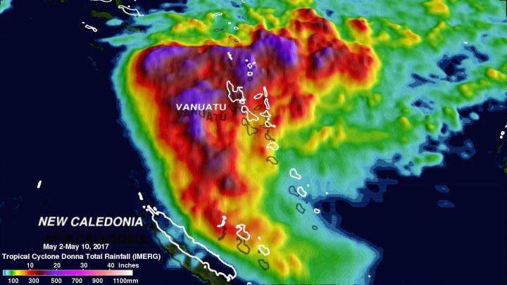 Tropical Cyclone Donna rainfall by NASA