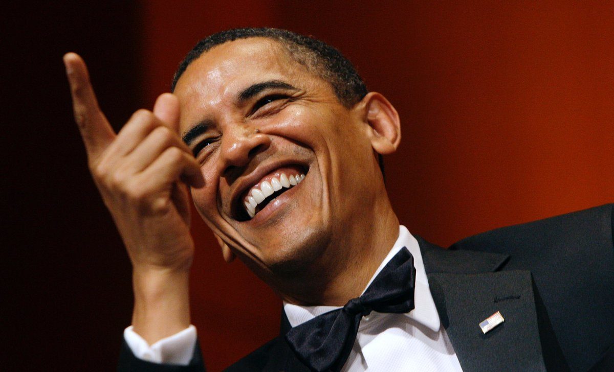 Obama laughing