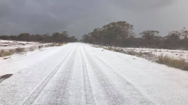 Koolyanobbing was hammered with hail on Thursday morning 