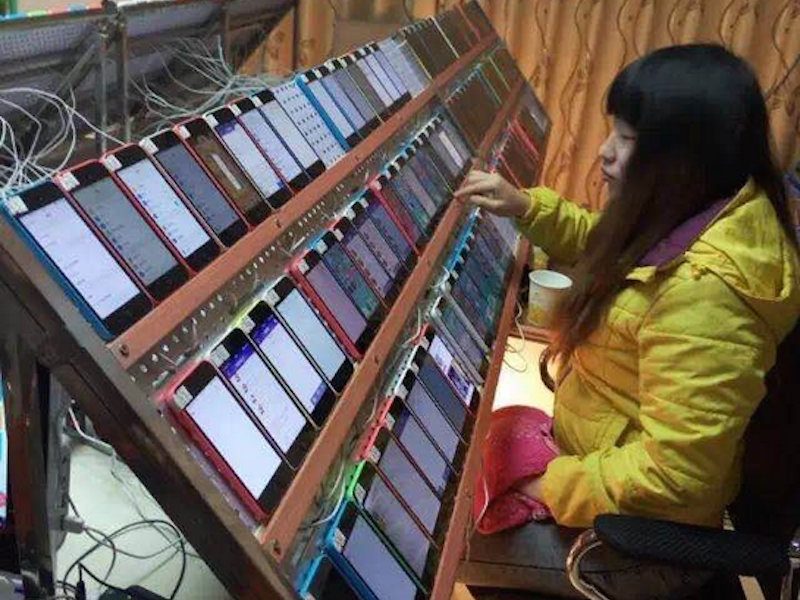 Chinese woman on click farm