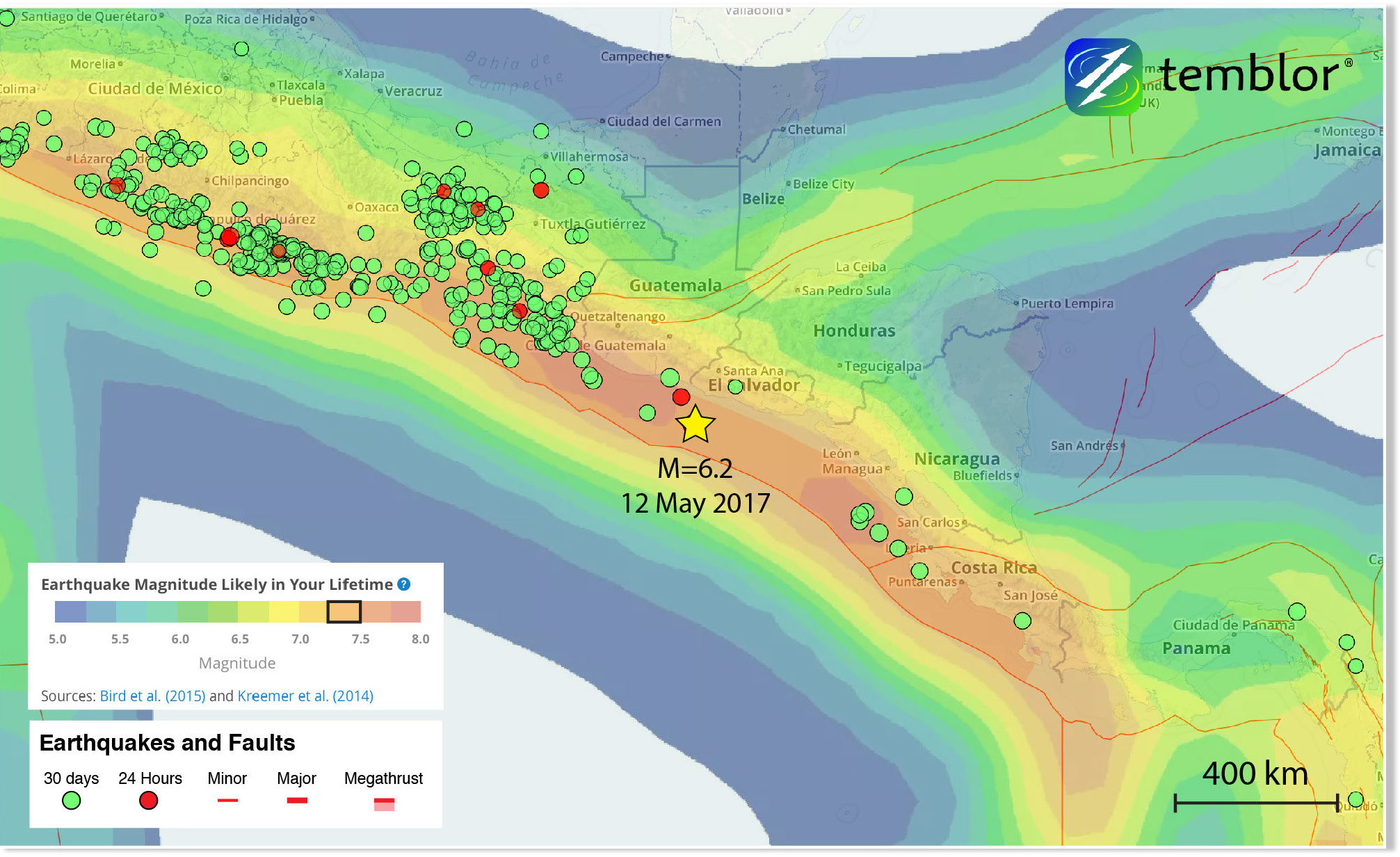 Magnitude 6.2 subduction zone earthquake strikes El Salvador Earth