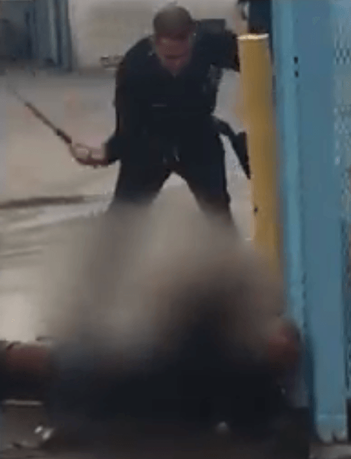 Police used their batons to beat the dogs but to no avail 