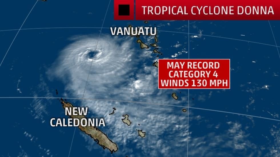Click to enlarge Satellite image of Tropical Cyclone Donna