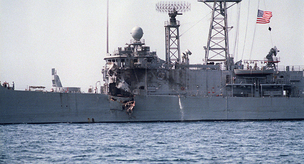 damaged American frigate USS Stark