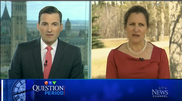 Click to enlarge Evan Solomon and Chrystia Freeland