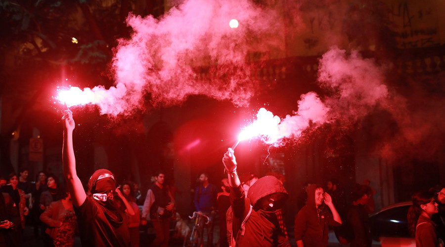 Click to enlarge Demonstrators protest against Brazil's President Michel Temer