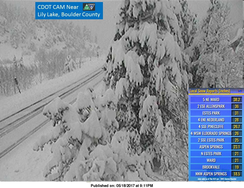 18 to 36 inches of snow has fallen in the foothills with this spring storm. An additional 6