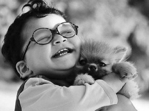 cuddling puppy