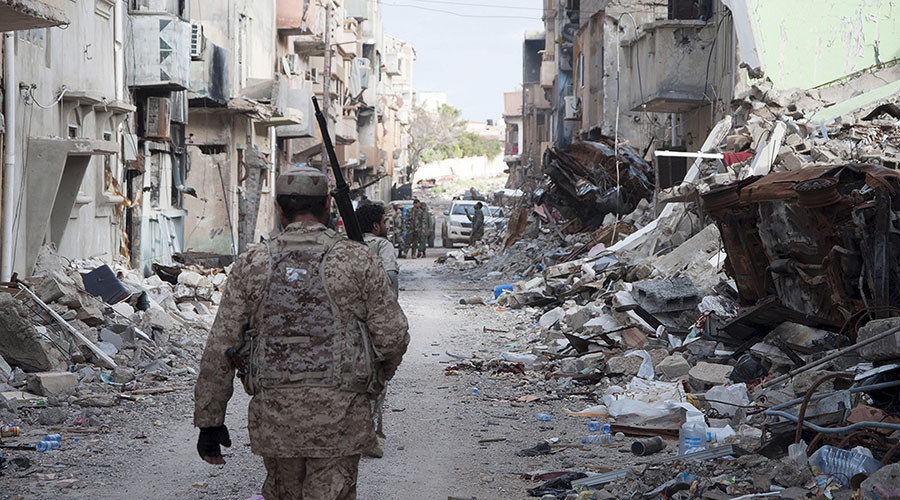 damaged buildings in Libya