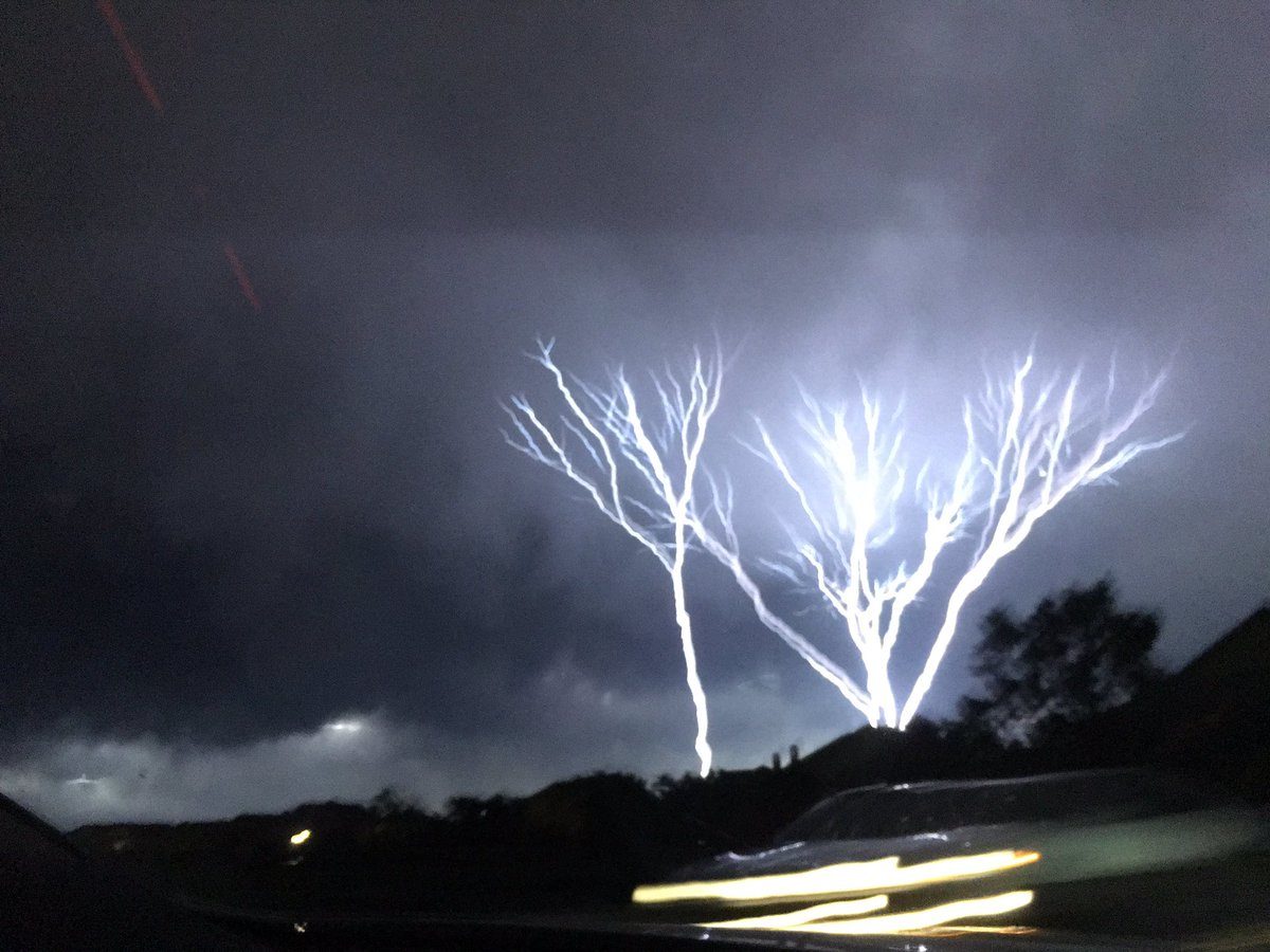  Ground to sky lightning in Oklahoma City on May 18 2017. 