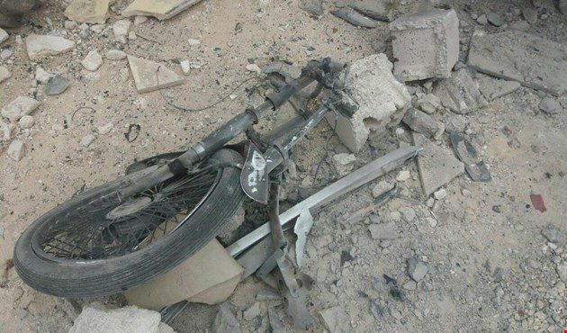Damaged Syrian motorcycle
