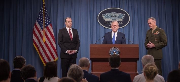 Click to enlarge Brett McGurk, Jim Mattis, and Joseph Dunford