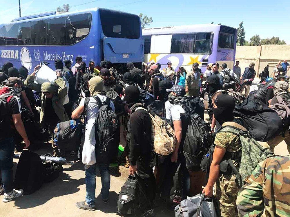 Click to enlarge Sunday saw the complete withdrawal of militants from the western Syrian city of Homs