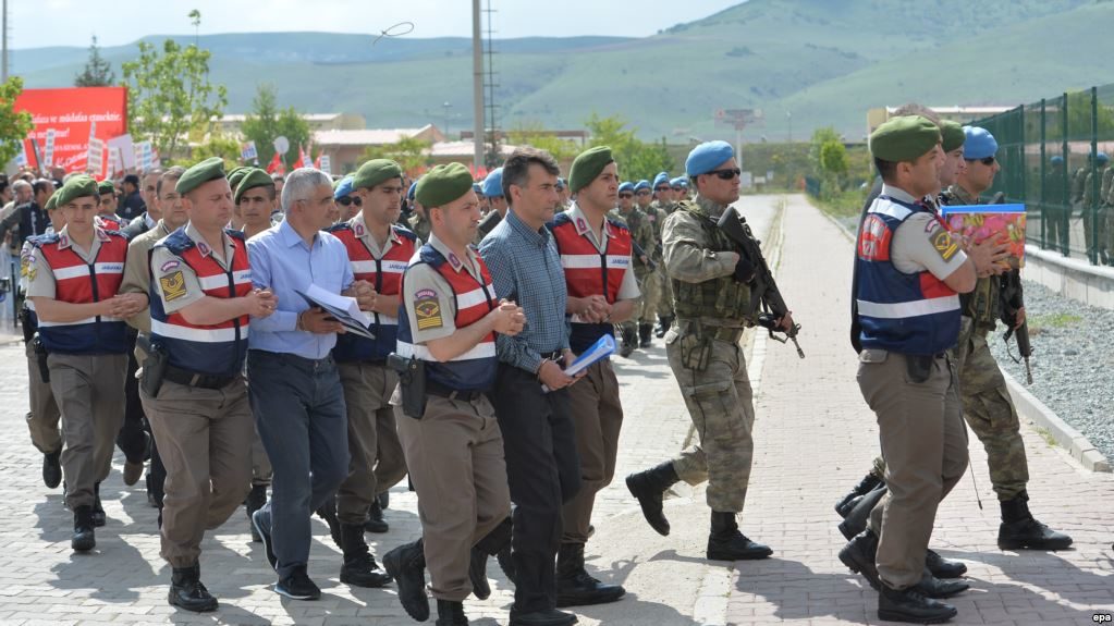 Turkish soldiers who are accused of participating in an attempted coup d'etat
