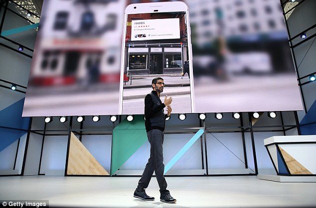 Google CEO Sundar Pichai delivers the keynote address of the Google I/O conference