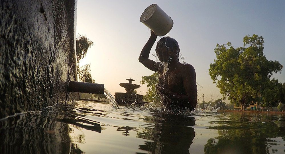 Indian man in pool