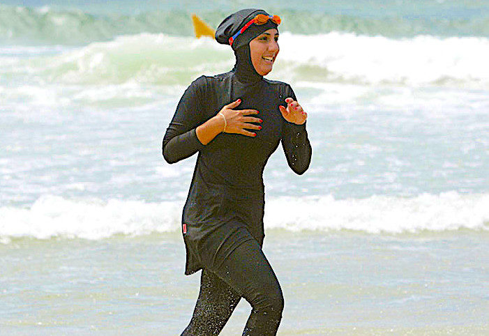 Click to enlarge burkini at the beach