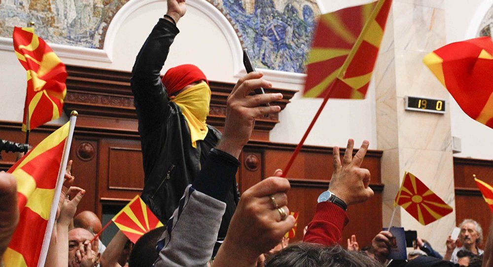 Protesters in Macedonian Congress