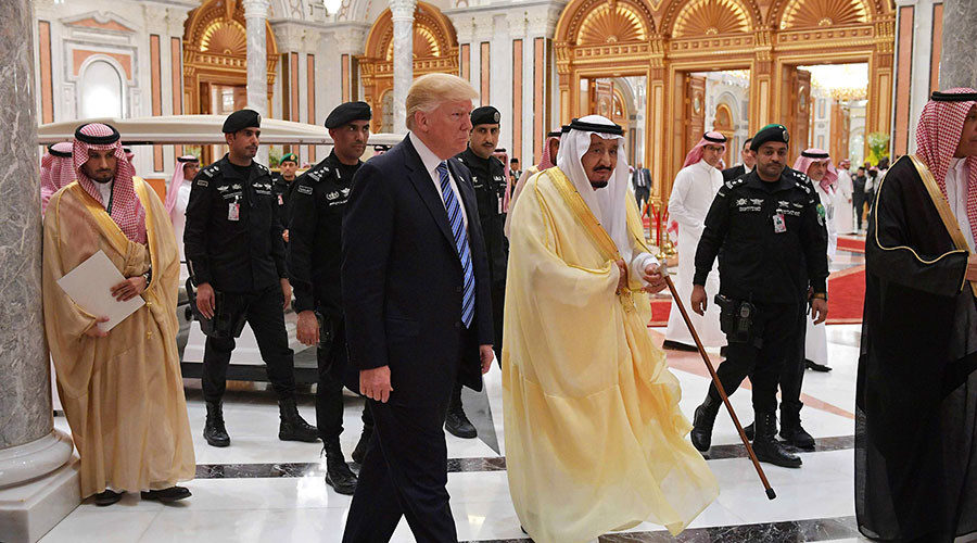 Donald Trump (C-L) and Saudi Arabia's King Salman bin Abdulaziz al-Saud