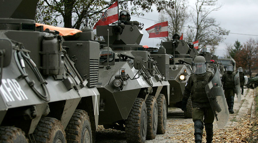 Click to enlarge Austrian troops as part of the NATO force in Kosovo