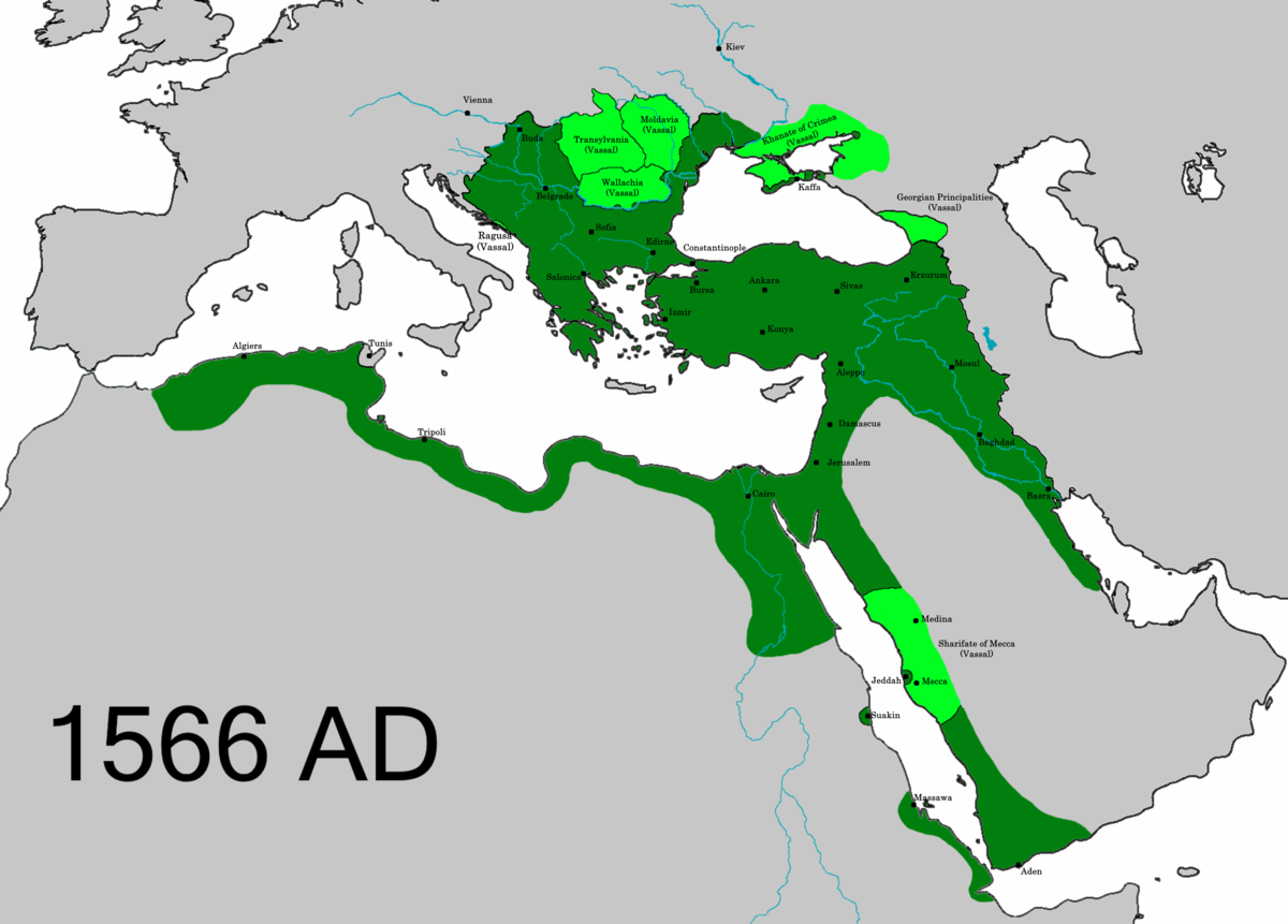 Click to enlarge A depiction of the Ottoman Empire and its dependencies in 1566