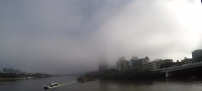 Fog rolls through Sydney Harbour