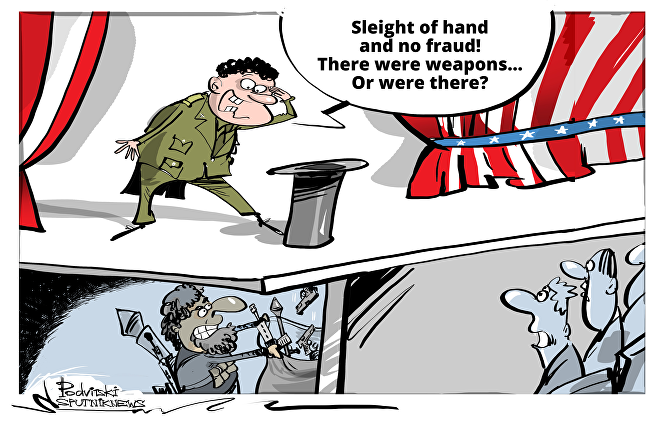 Click to enlarge US losing weapons political cartoon