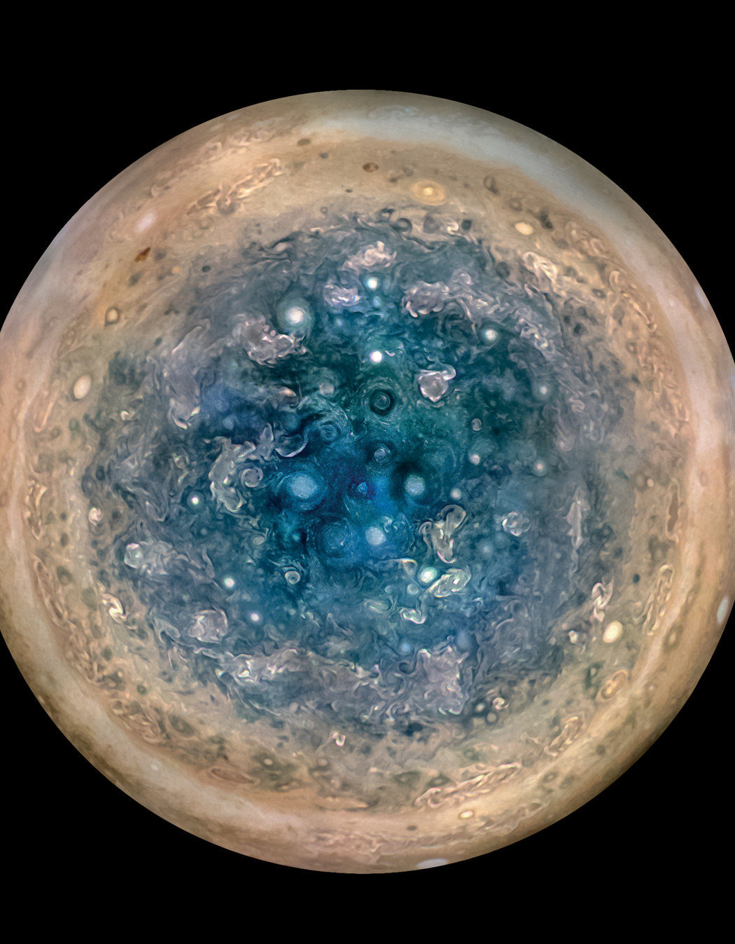 Click to enlarge Jupiter’s south pole