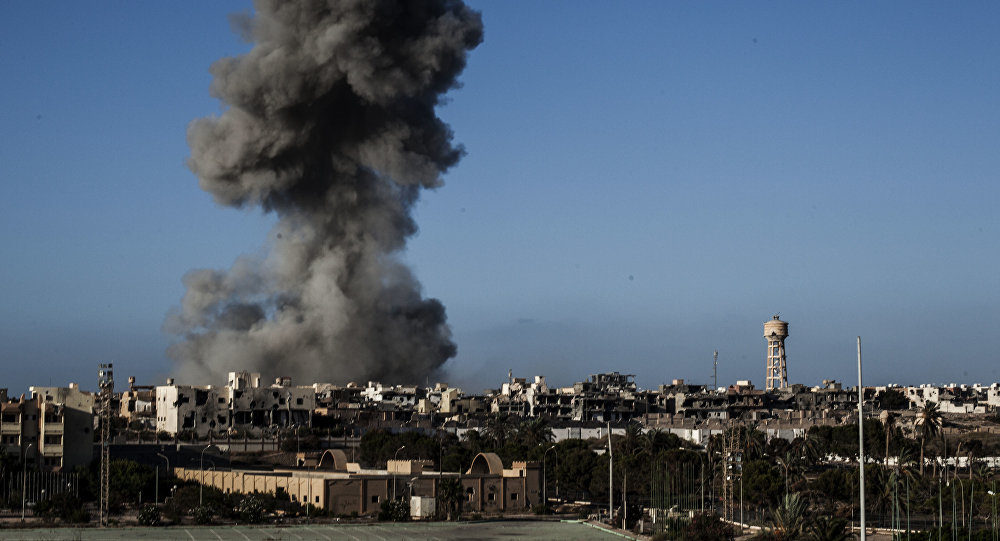 smoke in Sirte, Libya
