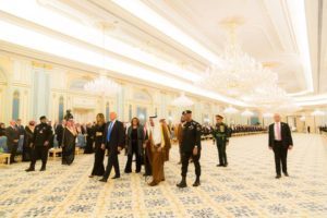 Click to enlarge Donald Trump and First Lady Melania Trump are escorted by King Salman bin Abdulaziz Al Saud of Saudi Arabia