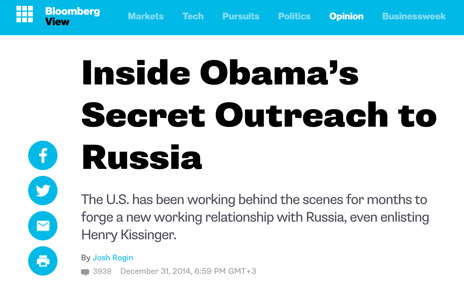 Bloomberg Obama Russia outreach