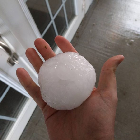 Click to enlarge Hail in Adrian, Missouri.