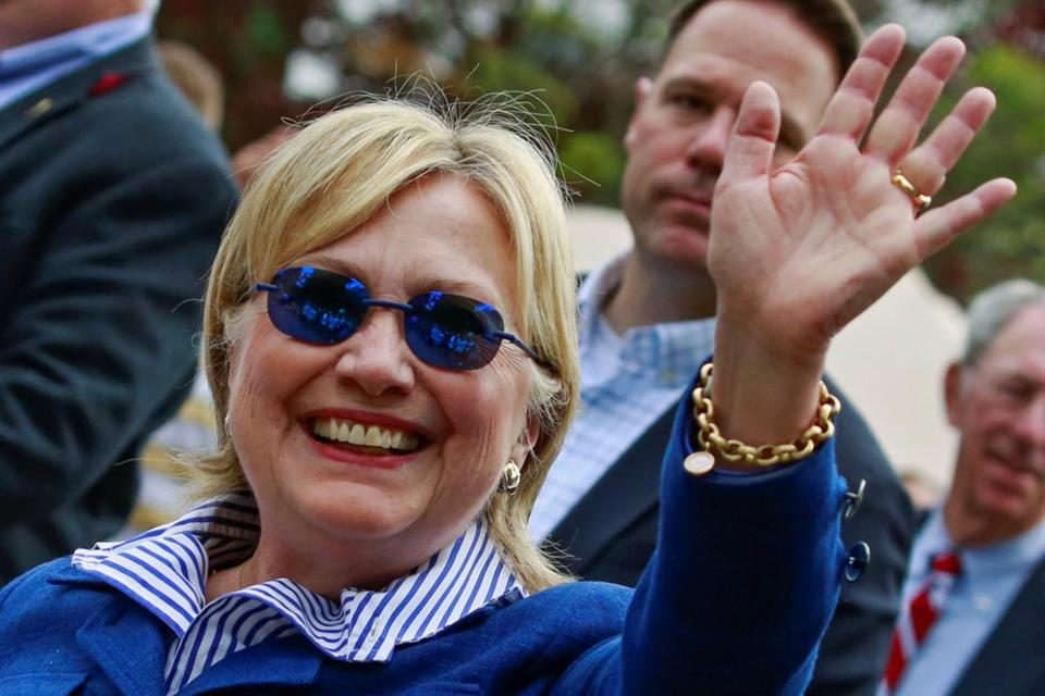 Hillary Clinton in anti-seizure glasses