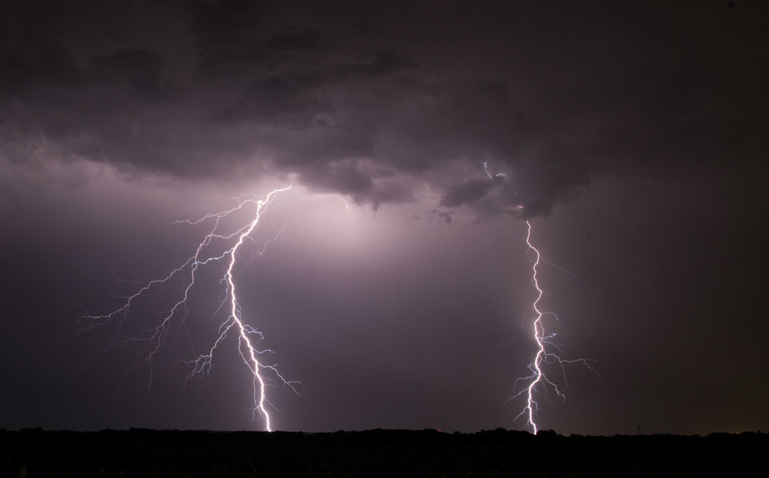 Two bolts of lightning strike in Marl, North Rhine-Westphalia in 2016.