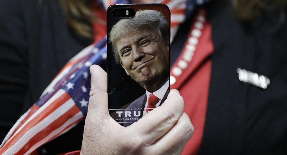 Trump on cellphone