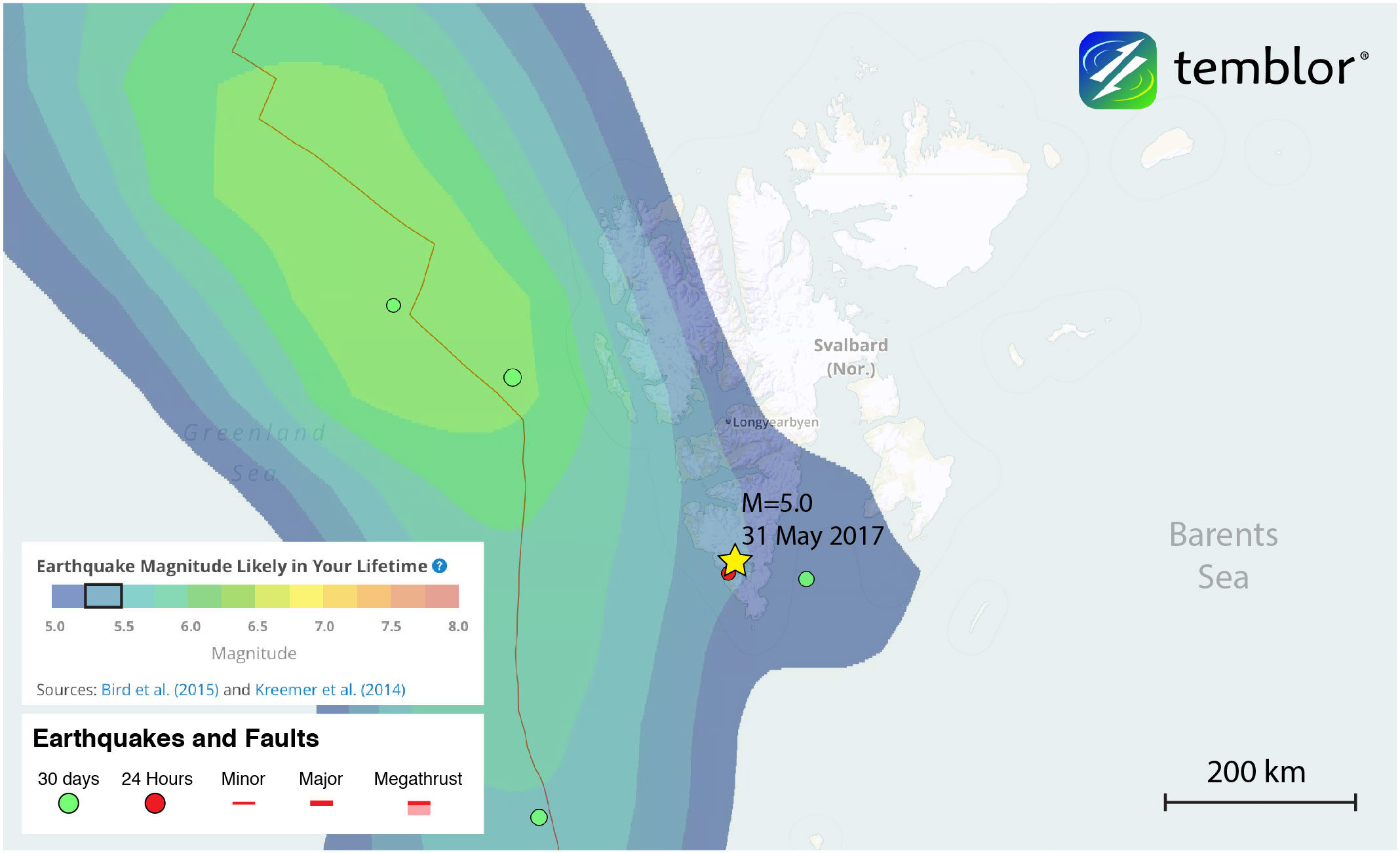 Global Earthquake Activity Rate (GEAR) model for Svalbard
