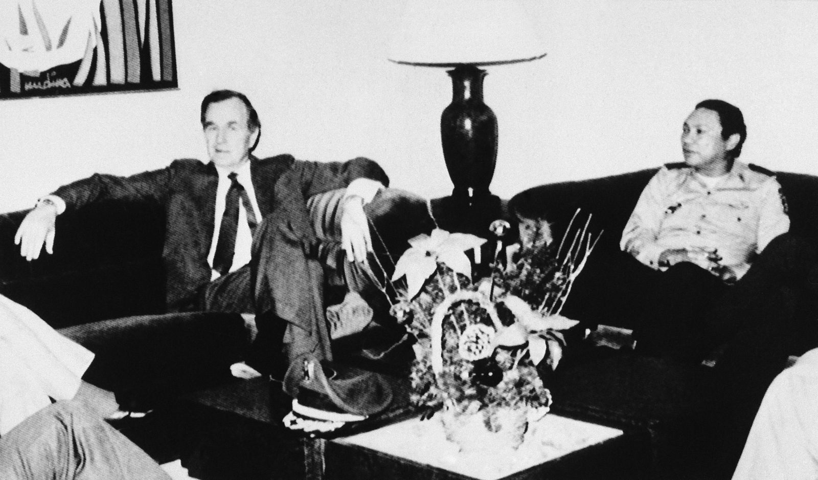 Click to enlarge Vice-President George Bush meeting Panamanian leader Gen. Manuel Antonio Noriega