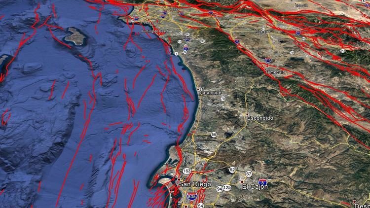 San Diego Rose Canyon earthquake fault system