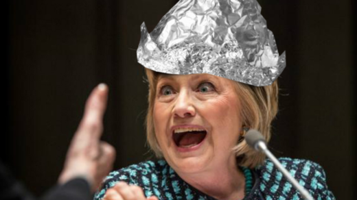 Hillary Clinto with tin foil hat