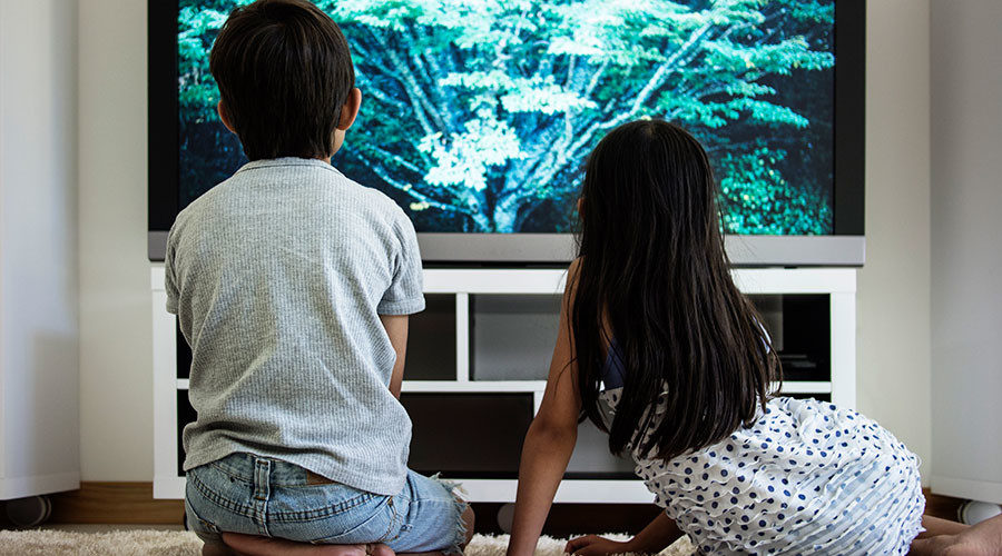 Click to enlarge Children watching tv
