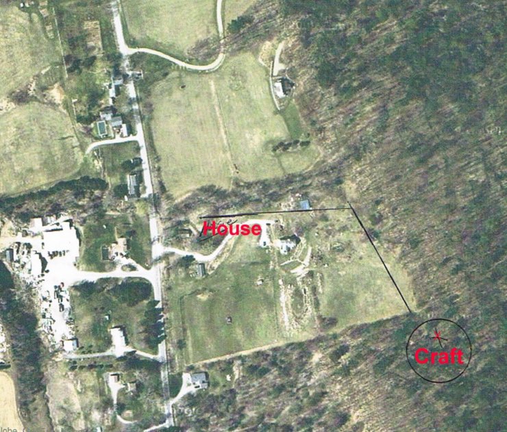 Aerial view of Reed property