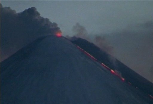 Lava flow from Shiveluch Volcano in the Kamchatka Peninsula