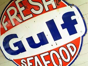 fresh gulf seafood sign