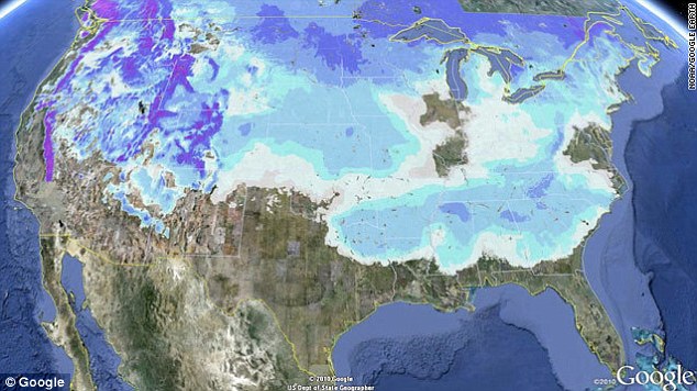 google weather map,snow covers us