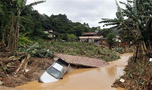 Brazil flood/truck in water