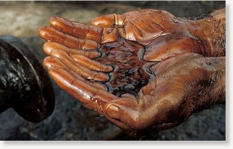 Hands in oil