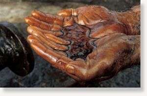 Hands in oil