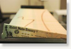 trays of printed social security checks